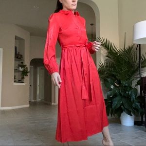 NWT Code X Mode Red Metallic Satin Maxi Shirt Dress Red Size S